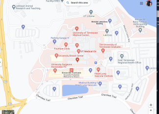 location of University Urology Bldg B on map
