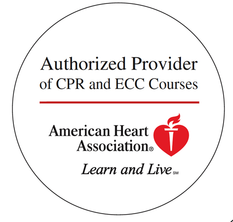 authorized provider of cpr and ecc courses by American Heart Association seal