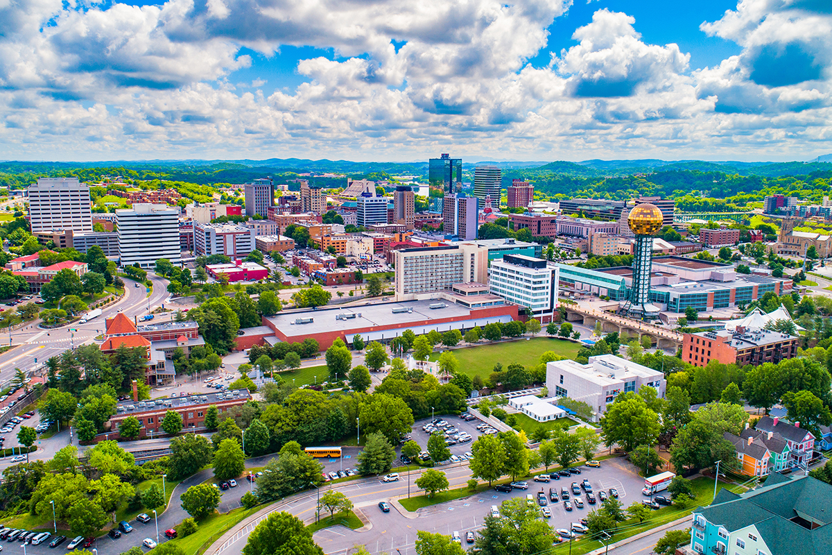 Downtown Knoxville and Smoky Mountains