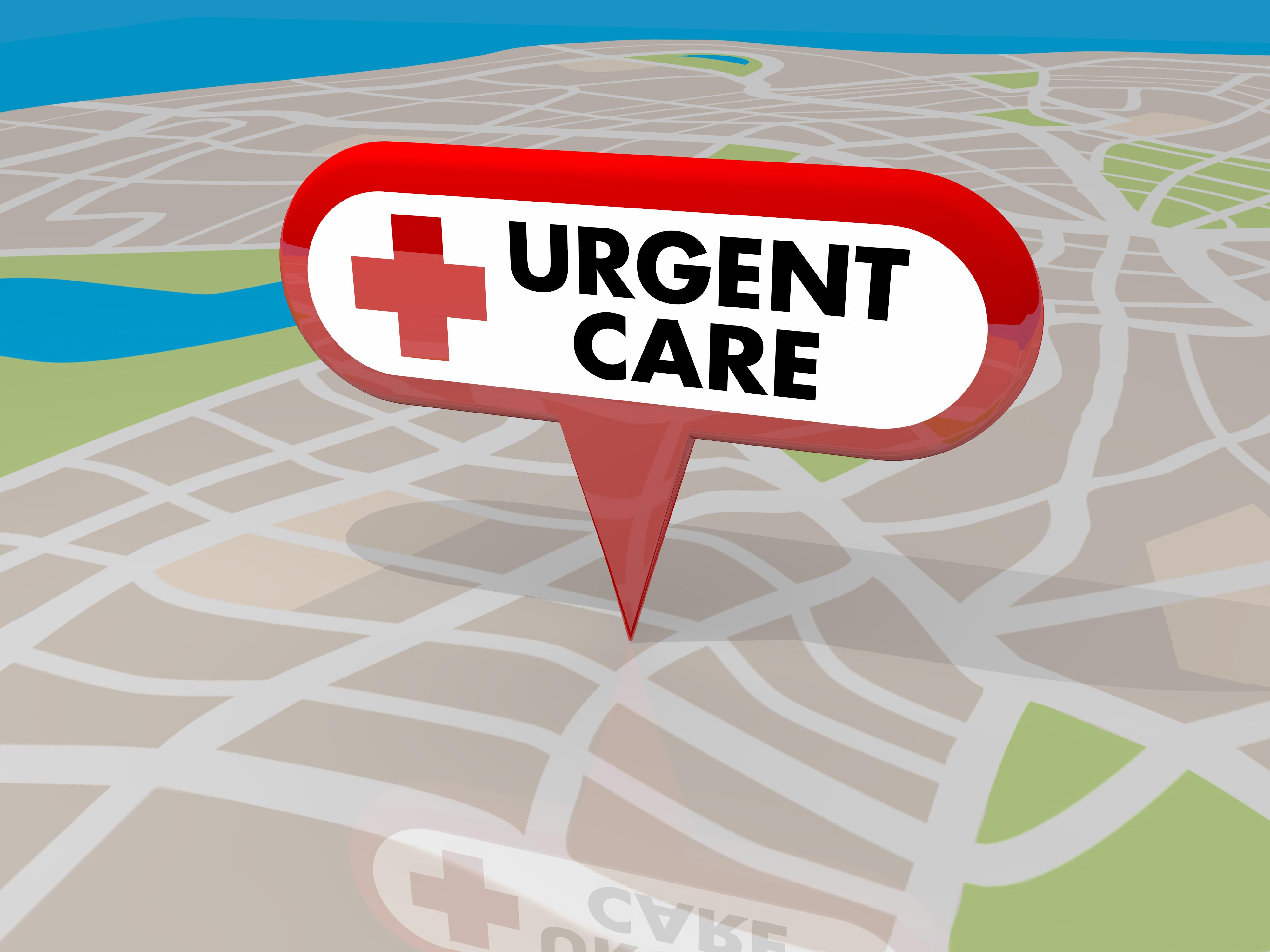 Illustration of Urgent Care Map Pin Location Sign Emergency Medical Center