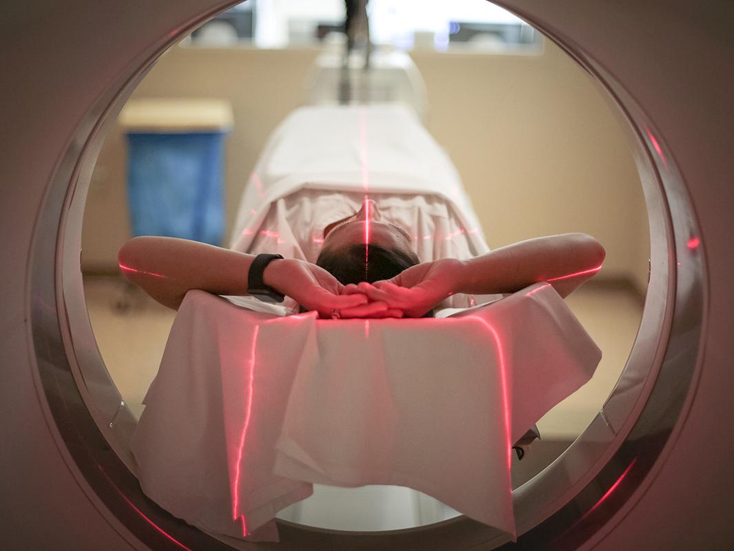A patient receives a PET-CT scan