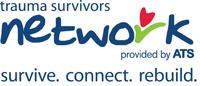 Trauma Survivors Network blue logo and tagline