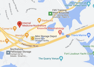 Map of location of UT Internal Medicine at Pellisippi and Northshore 