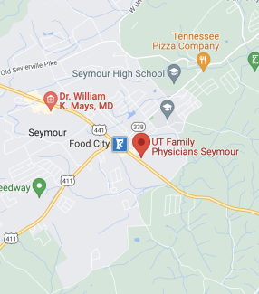 map of UT Fam Physicians Seymour location