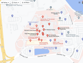 location of UT OB_GYN Hospitalists Main Campus on map