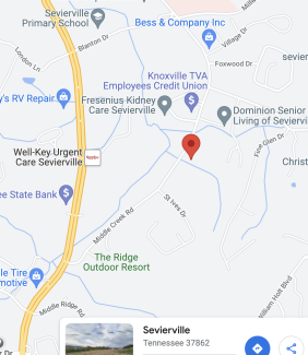 location of UT Urgent Care Sevierville on map