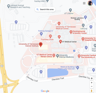 location of the Cancer institute and University Radiation Oncology on map