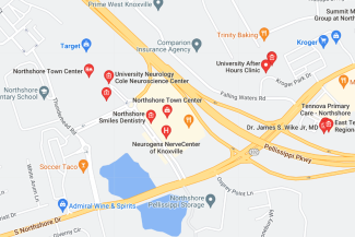 Map of Cole Neuroscience Center on Town Center Blvd in Knoxville, TN