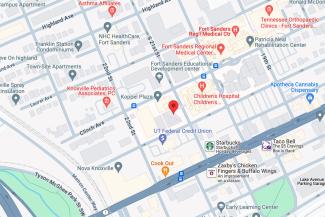 Location map of East Tennessee Children's Hospital