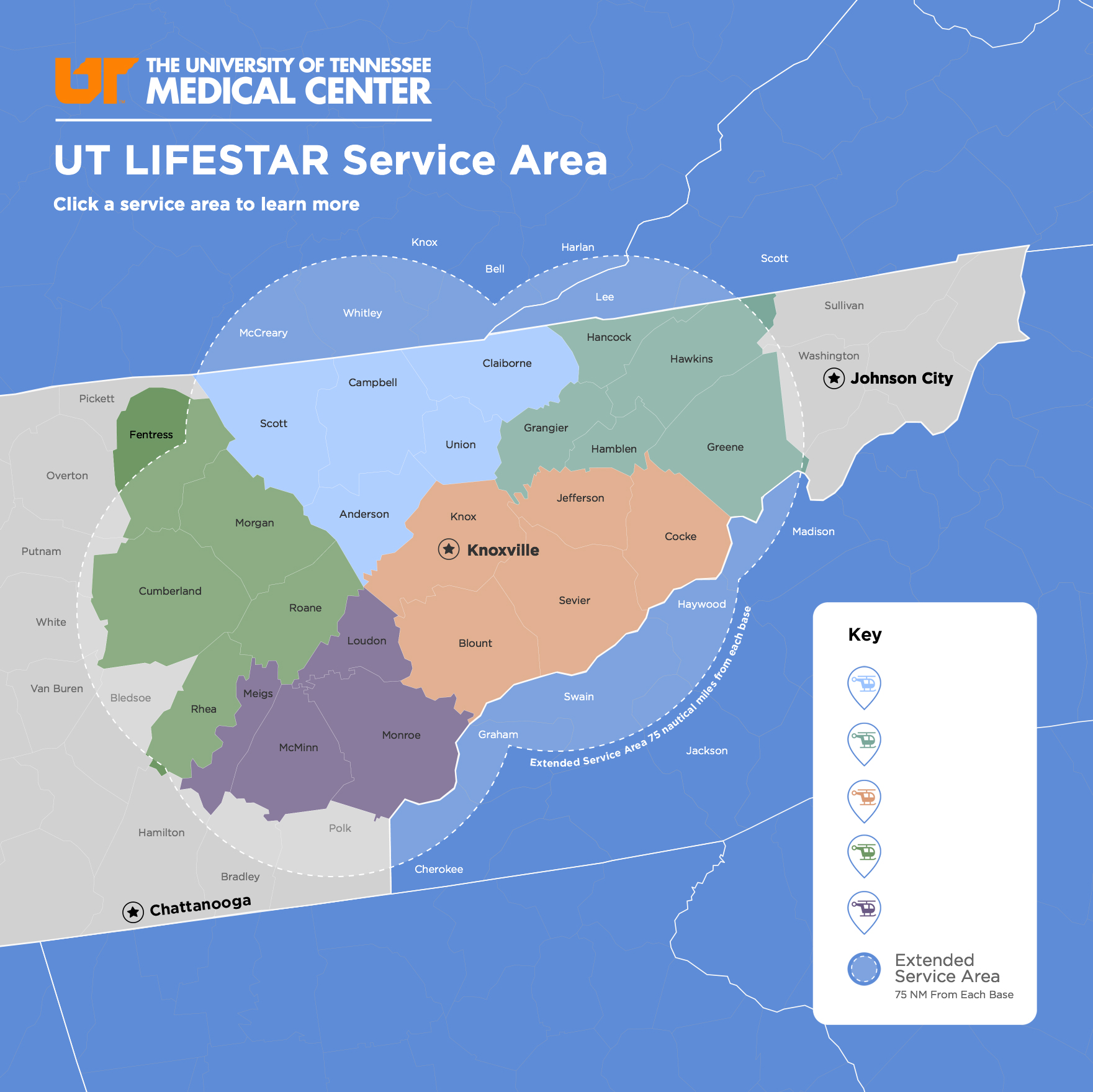 Service area map for UT LIFESTAR