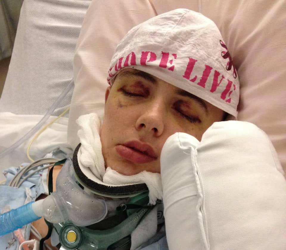 Emily Gilstorff recovering in the UT Medical Center Trauma Unit after a brain injury