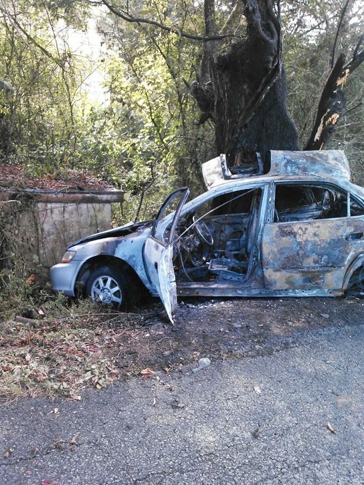 Austin McGhee's car burned in the crash that caused his traumatic brain injury